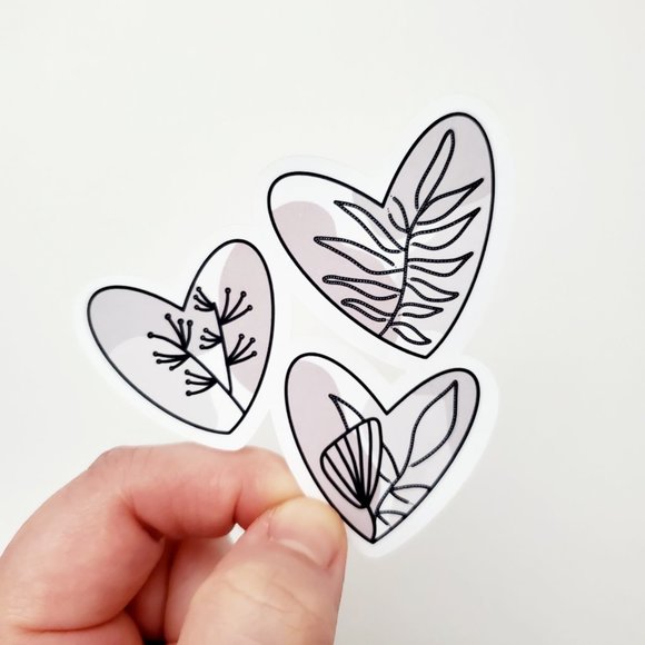 LB068 Neutral Palette Abstract Heart Line Art Plants Sticker Sheets [Price Firm] - Picture 7 of 12